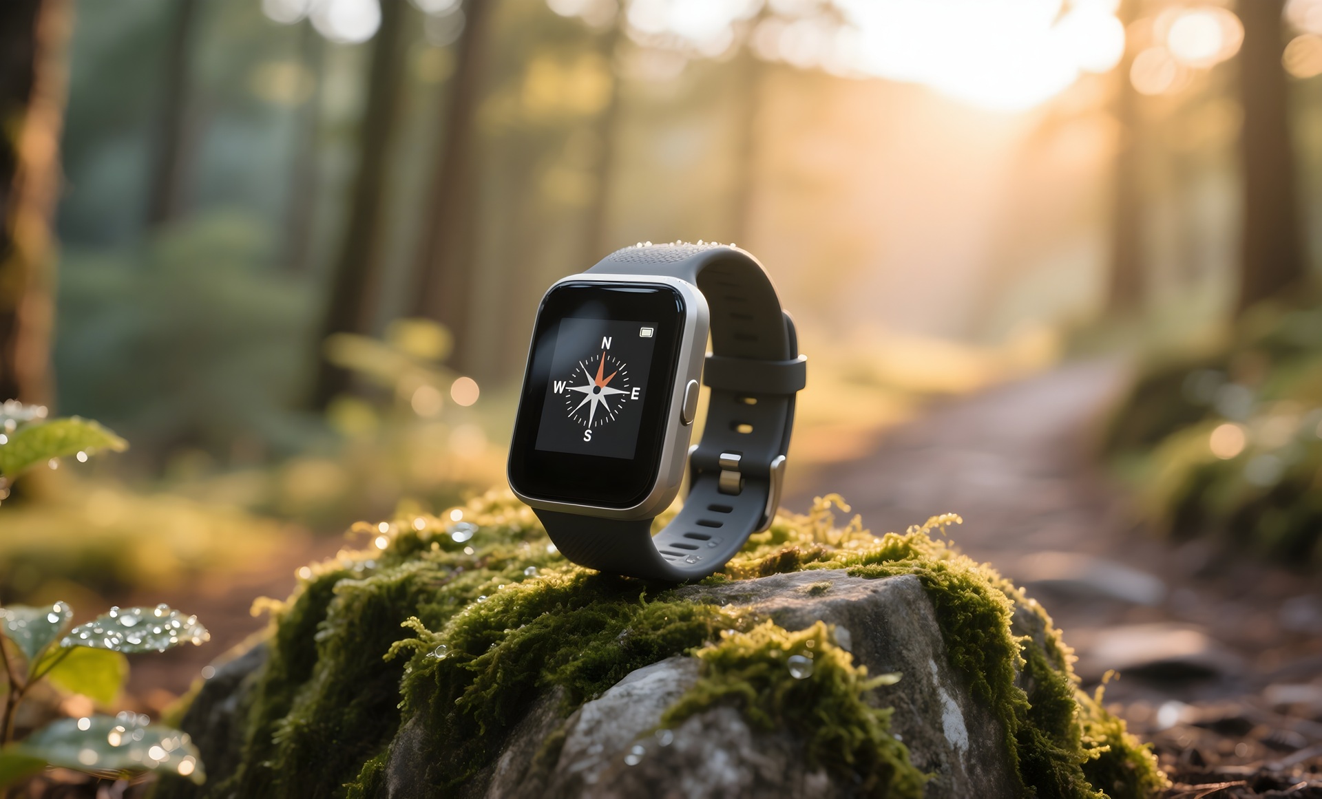 Smartwatch mit Kompassfunktion im Wald | E Liquid

