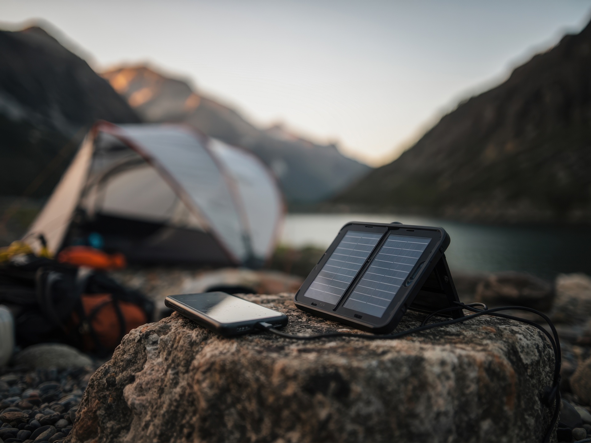 Solarpanel lädt Smartphone beim Zelten | E Liquid