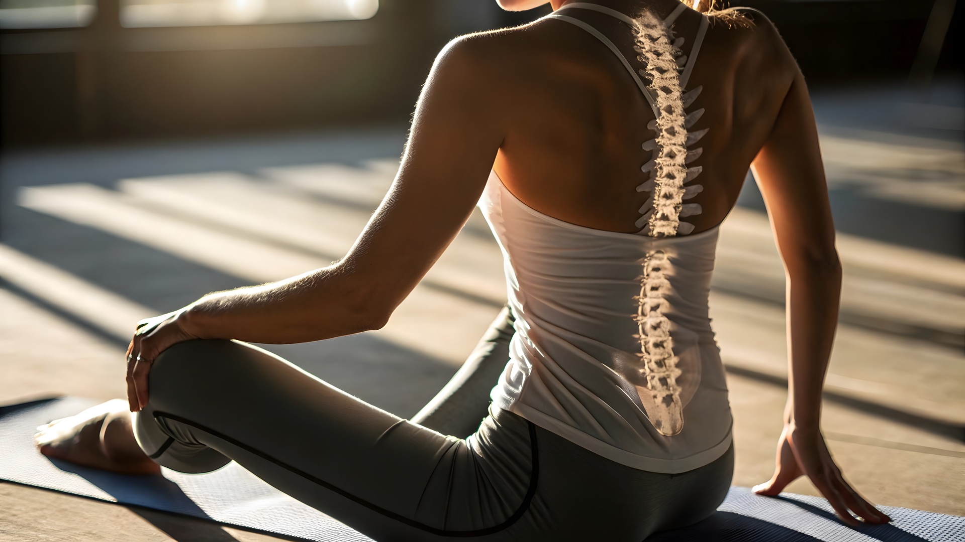 Frau macht Yoga mit hervorgehobener Wirbelsäule | Chiropraxis Berlin